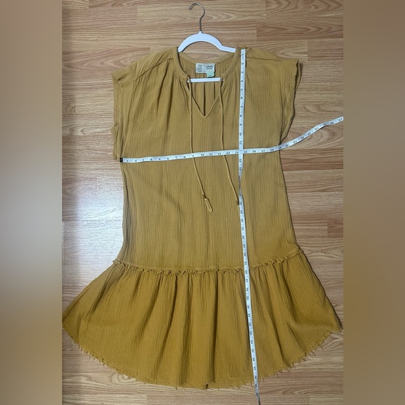 Anthropologie Saturday Sunday “Lydia” Mustard Yellow Muslin Gauze Tunic - Picture 5 of 9